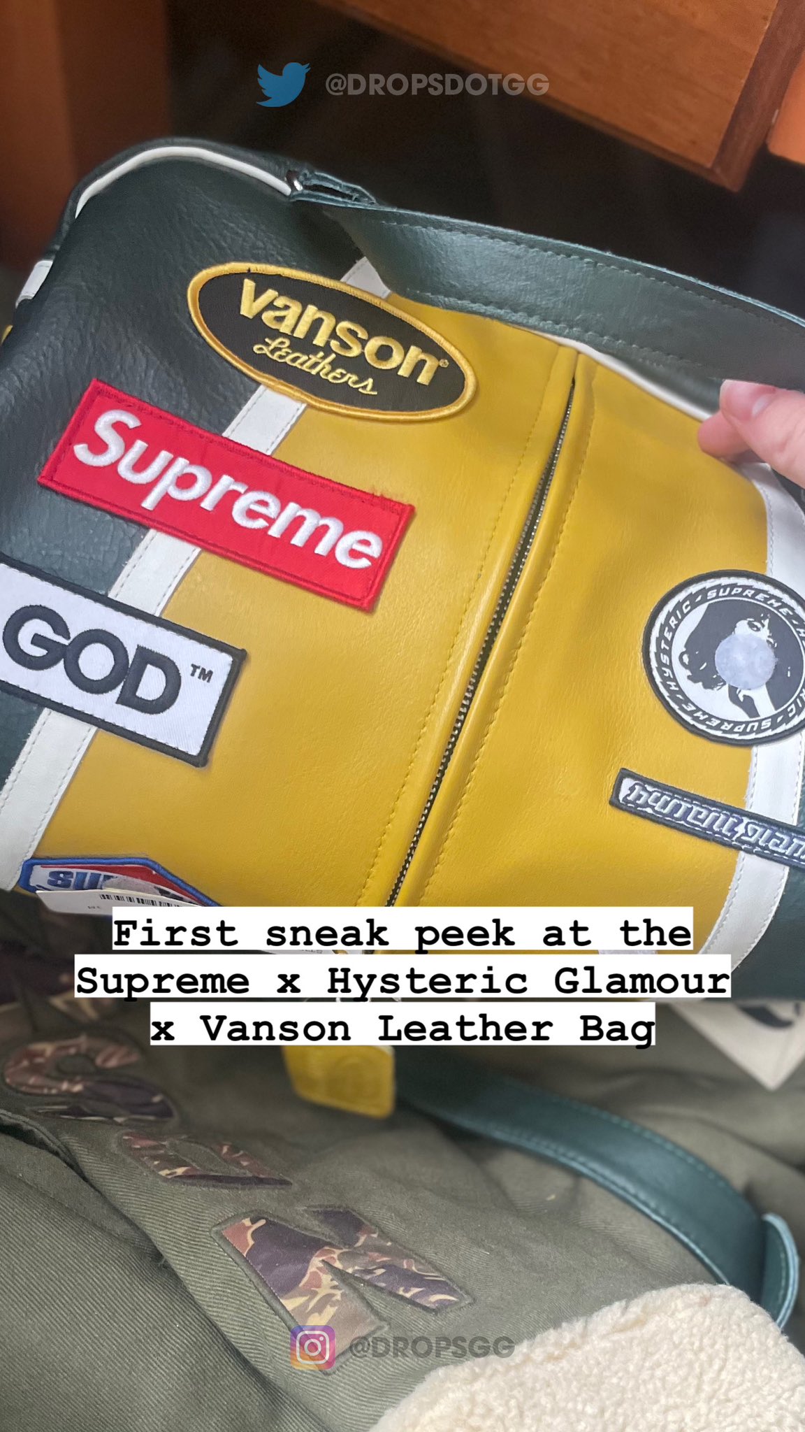 Supreme Drops on X First sneak peek at the Supreme x Hysteric Glamour Vanson Leather Bag https t TzYTIc4jAB X