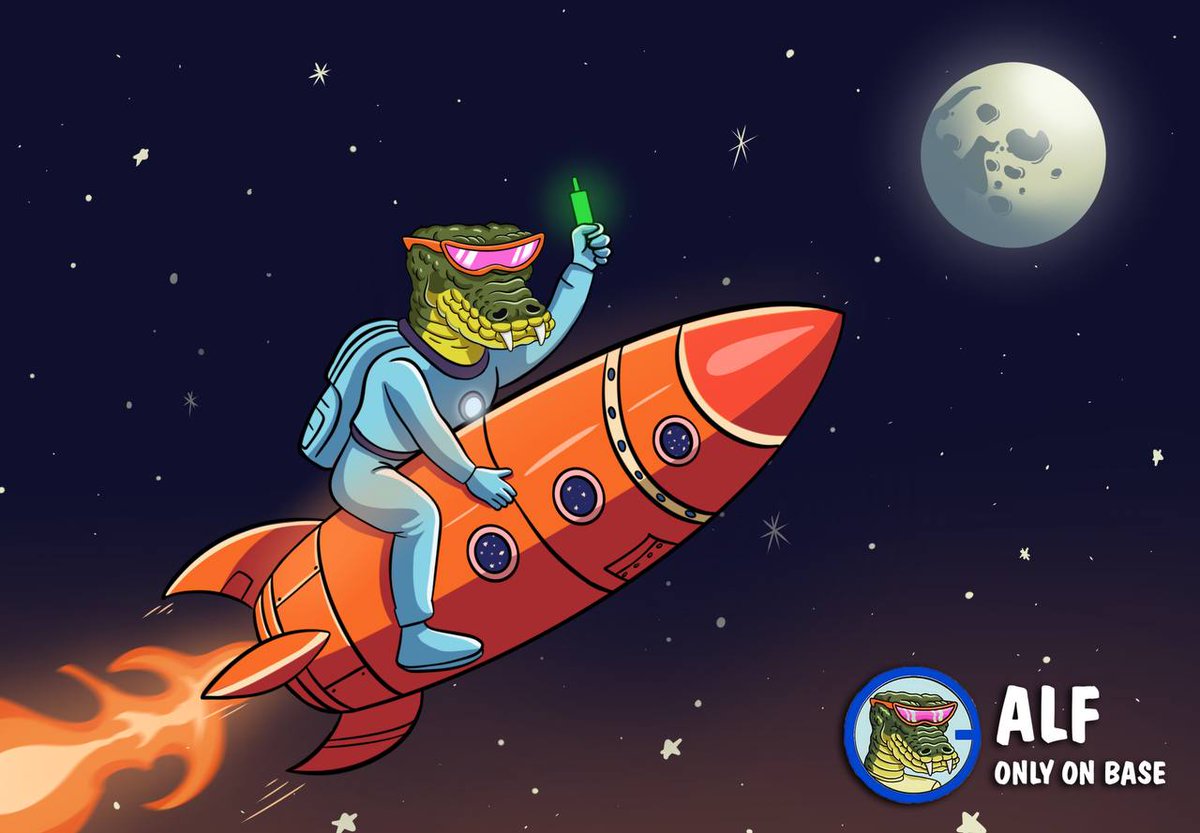 ALF spends the night working on making green candles and flying to the moon  🟩🚀🐊🔥 #ALF $BASE #MEME #Crypto #ALFonBase