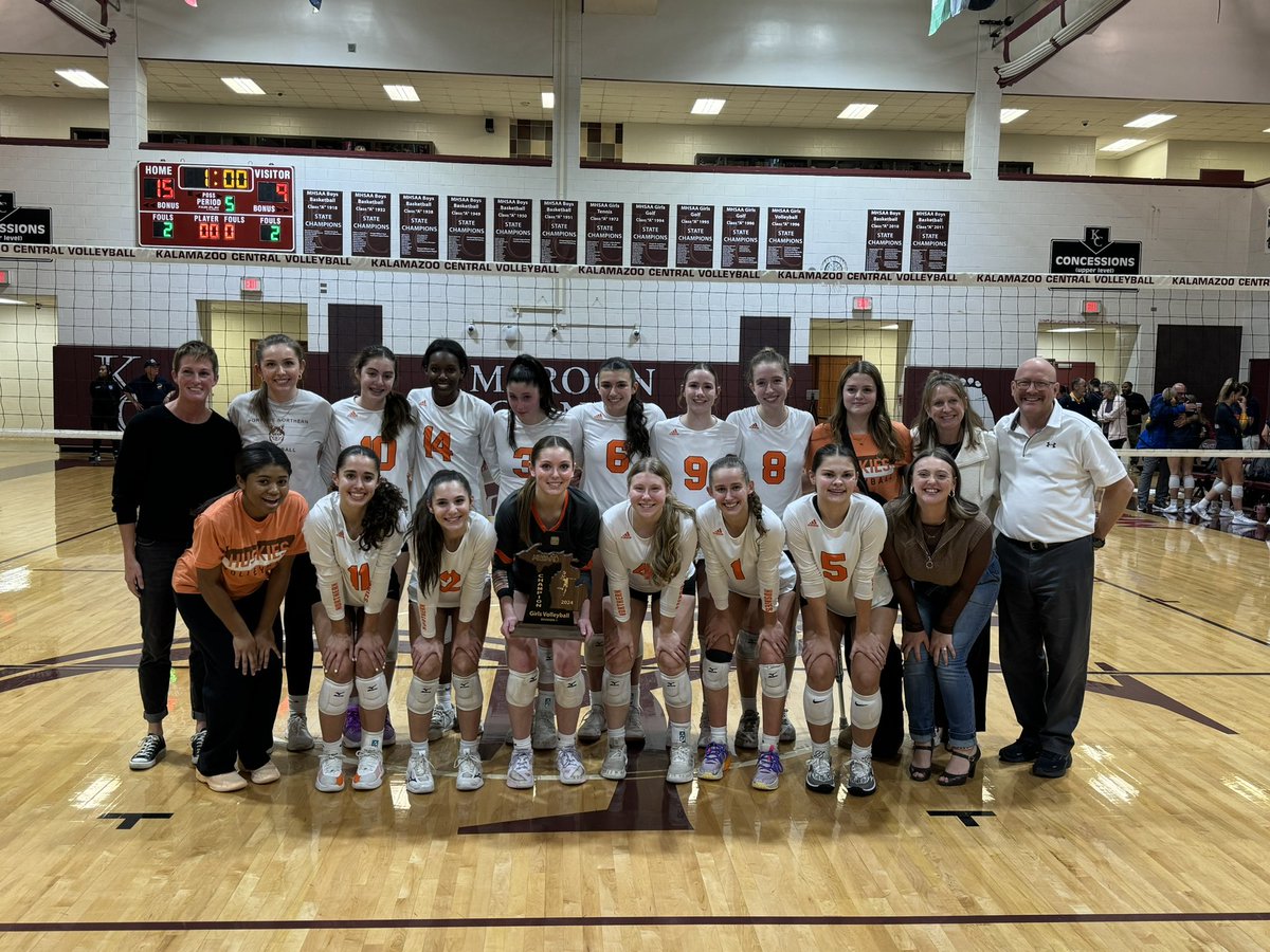 MHSAA volleyball district championship- the Huskies take game 5 from the Wildcats and are your district champions. #PACKstrong