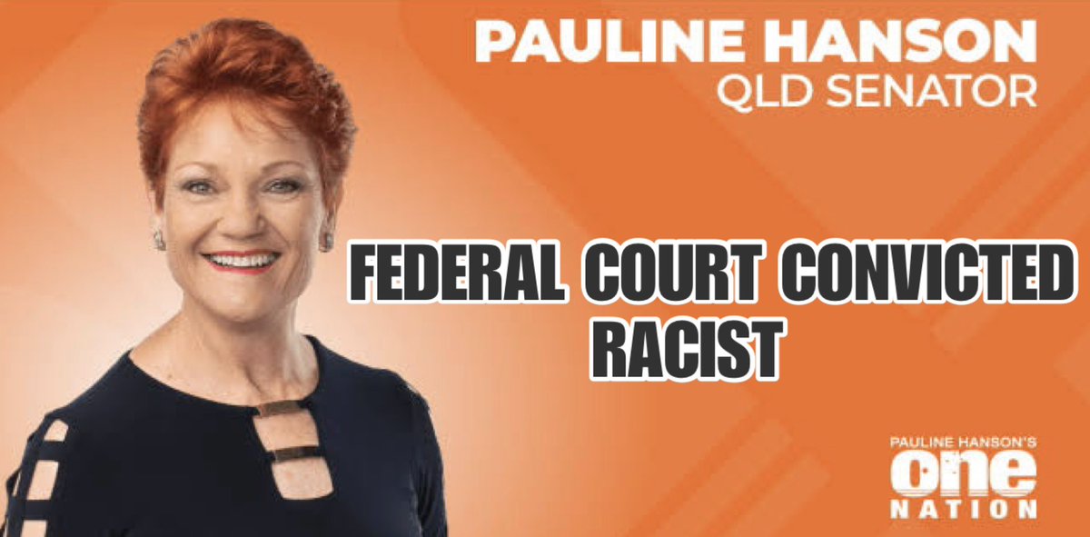 JayJay91341991's tweet photo. Federal Court Convicted Racist.
Hanson’s official title. 😊👏
#auspol https://t.co/HkKoYVHqjL