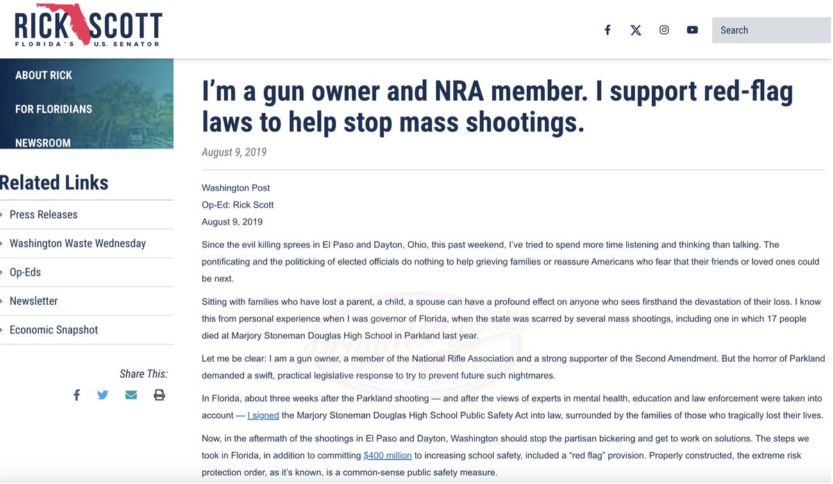 Mrgunsngear's tweet image. Senator Rick Scott is a gun grabbing RINO who wants to strip all Americans of their right to Due Process.  

In no way should he be considered for Senate Majority Leader...

#MikeLee #RandPaul #senate