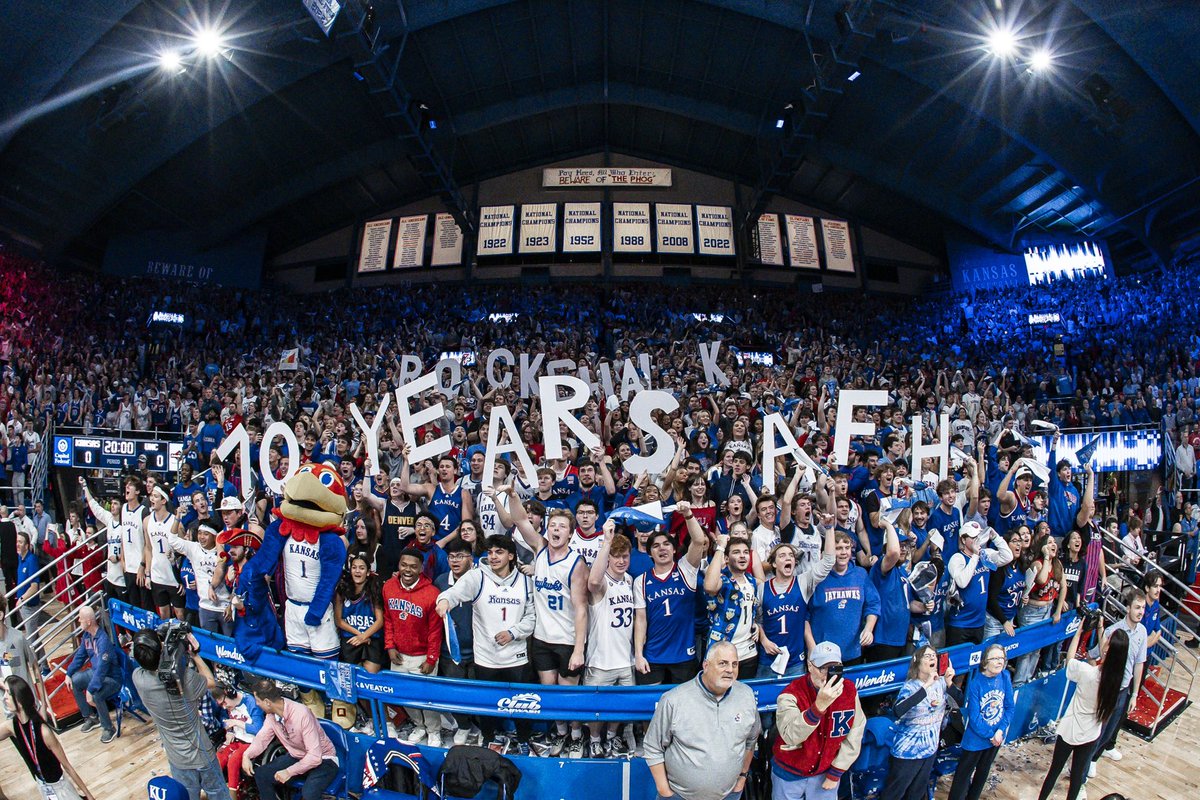 KUAthletics's tweet photo. Celebrating 70 Years of AFH with the best fans in the world 🤩 https://t.co/5nAyOTSCAk