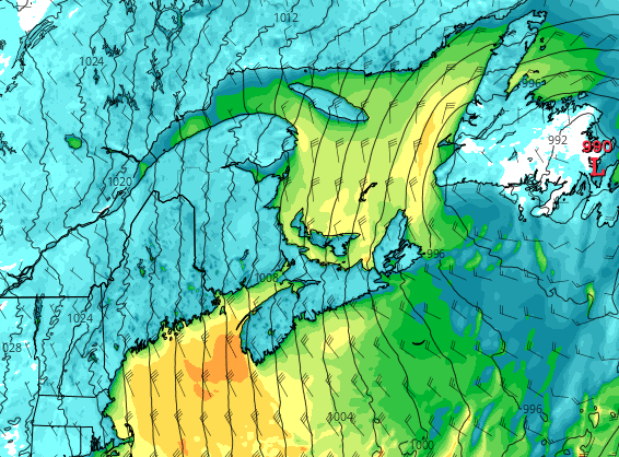 claybears's tweet photo. A raw, powerful wind is in store for the Fundy coast (including Margaretsville) tonight and through tomorrow. Northwest winds sustained up to 30 kt (55 km/h) off the water with EC calling for gusts up to 80 km/h!
#NSstorm #NSwx https://t.co/ASfayq52M9