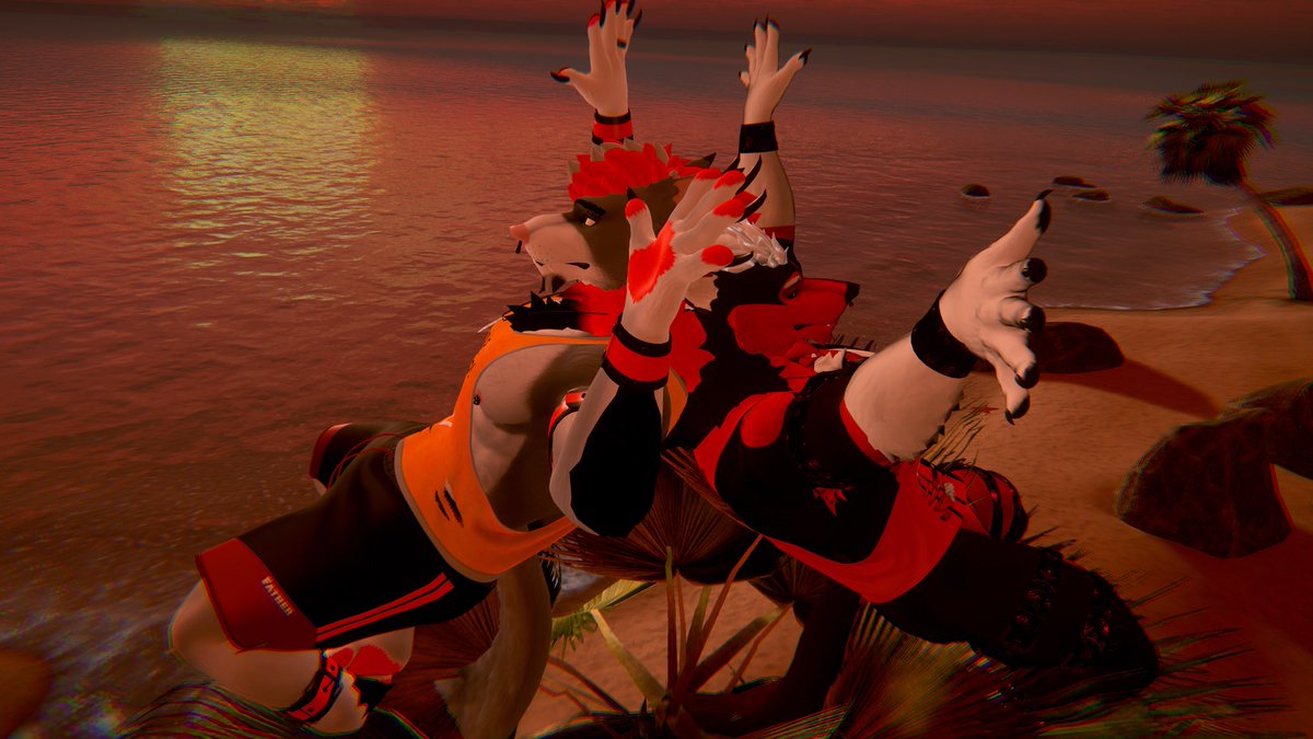GeorgiaHusky333's tweet photo. “Sunset vibes and wild times with Captain Kaynhine Musk in VRChat! Rocking our Wolfman avatars and living the virtual life to the fullest! 🌅🐺 #VRChat #WolfmanVibes #VirtualAdventure #SunsetMood #GamingCommunity #VRFriends” https://t.co/HU7DTMMRem