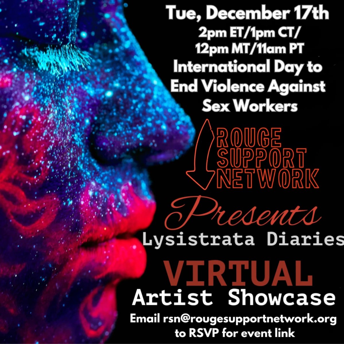 We're also starting a virtual event series! Join us Thursday, November 21 for a Community Chat at 3ET/2CT/1MT/12PT, Tuesday December 3 for a Health Discussion 6ET/5CT/4MT/3PT, &amp; Tuesday, December 17 2ET/1CT/12MT/11PT for an Intl Day to End Violence Against SWs Artist Showcase.
