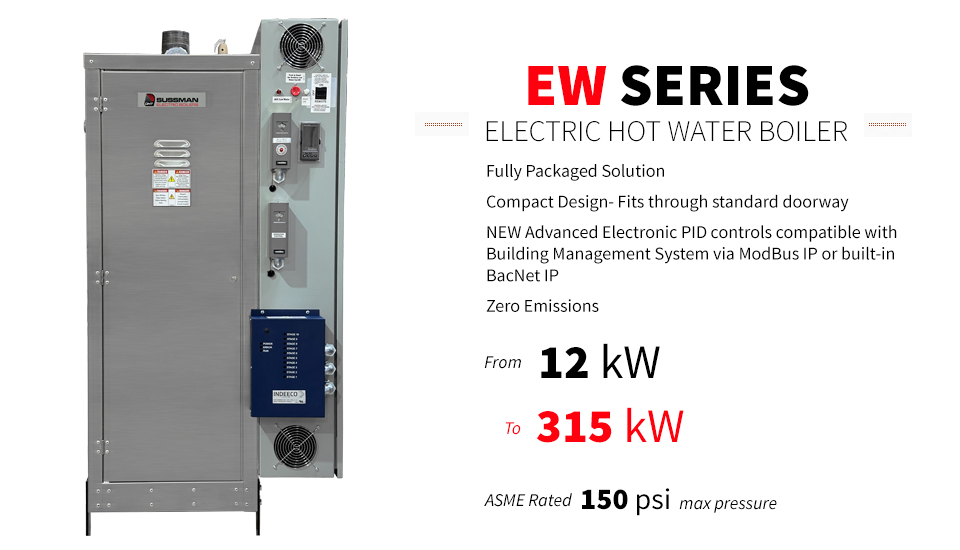 MartinEngineer3's tweet image. Sussman EW Series Electric Hot Water Boiler is a cutting-edge solution  created to seamlessly integrate into a variety of heating applications.  It offers easy installation without the need for flues, gas lines, or  complicated combustion air requirements. steamvalve.com/contact/