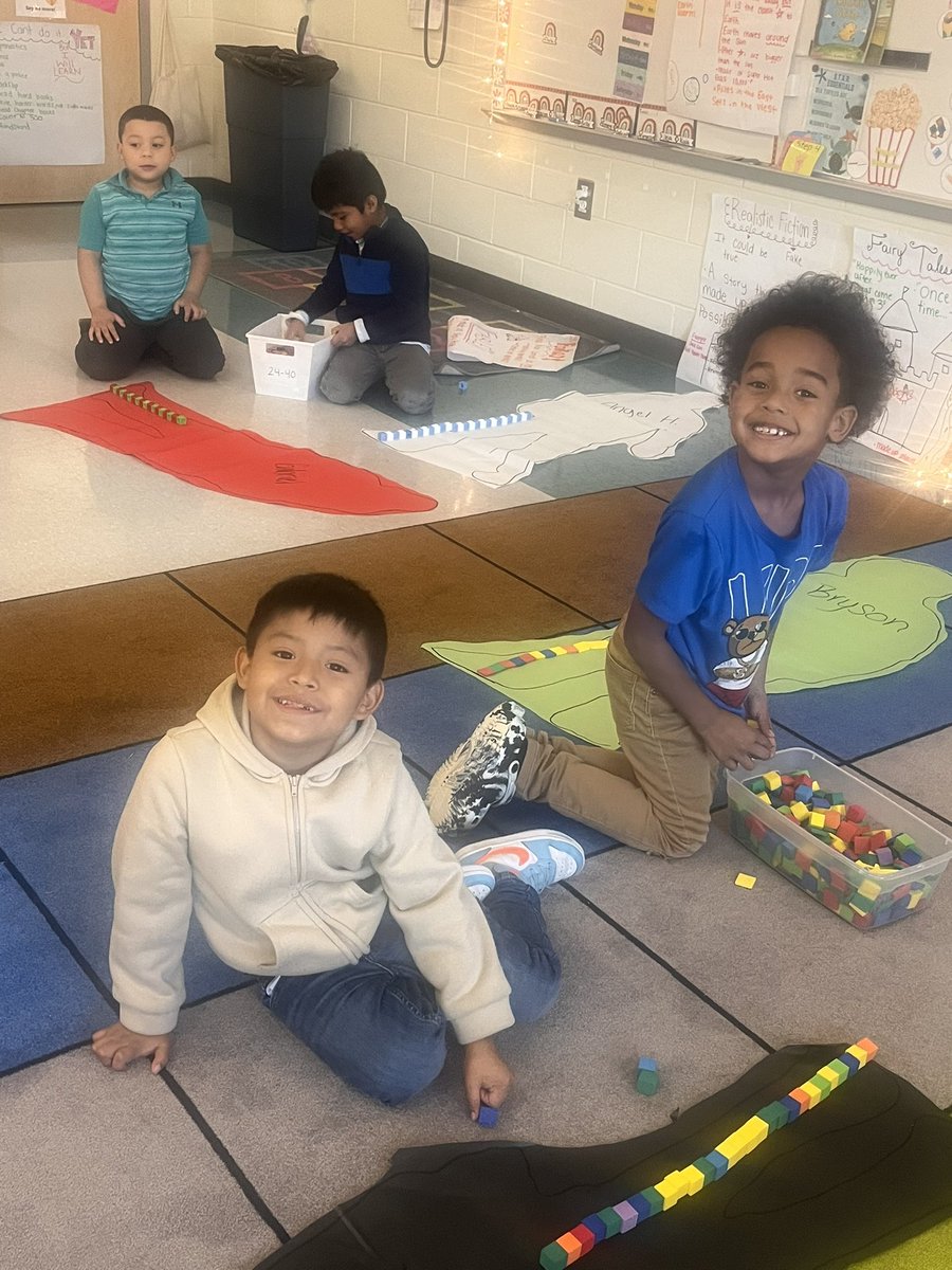Mrs. S’s first grade is practicing nonstandard measurement by measuring outlines of their real bodies with different math manipulatives! That’s engagement! 📏🧮 #TeamRiverbank #EquipoRiverbank #WhateverItTakes