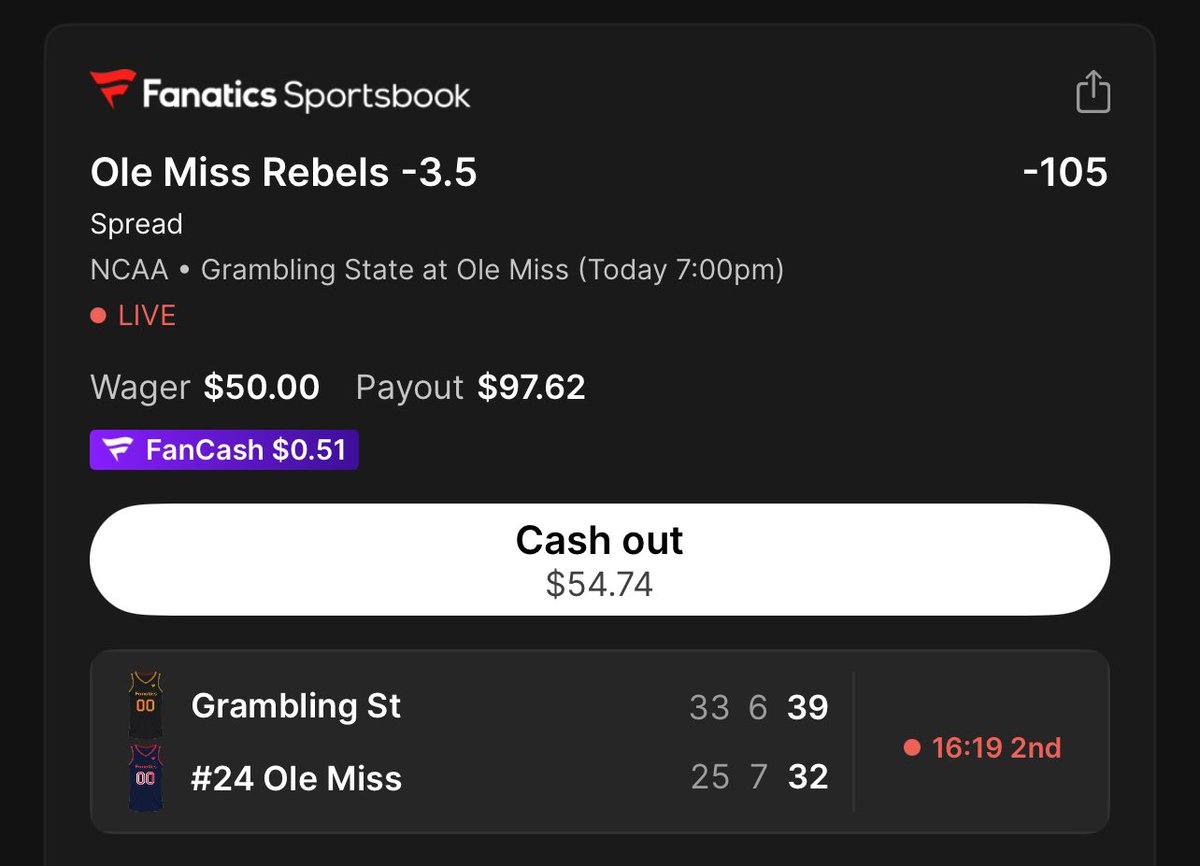 PlayTheDips's tweet photo. Found us a 20 point dip tonight.   Rooting for Ole Miss to cover the -3.5 now.   Bring on the comeback!  #DoTheDip #NCAABasketball #HomeCourtAdvantage https://t.co/IBJoujxjib