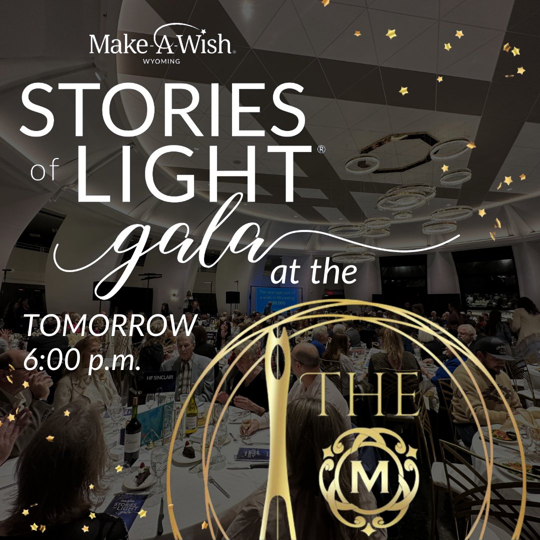 MakeAWish_WY's tweet image. Who's ready for the Stories of Light Gala tomorrow night?!💫 Remember to enter through the east doors and be prepared to enjoy the magic, transformation, and excitement the Stories of Light Gala offers. We'll see you tomorrow evening at 6:00 pm!

#MakeAWishWyoming #StoriesOfLight