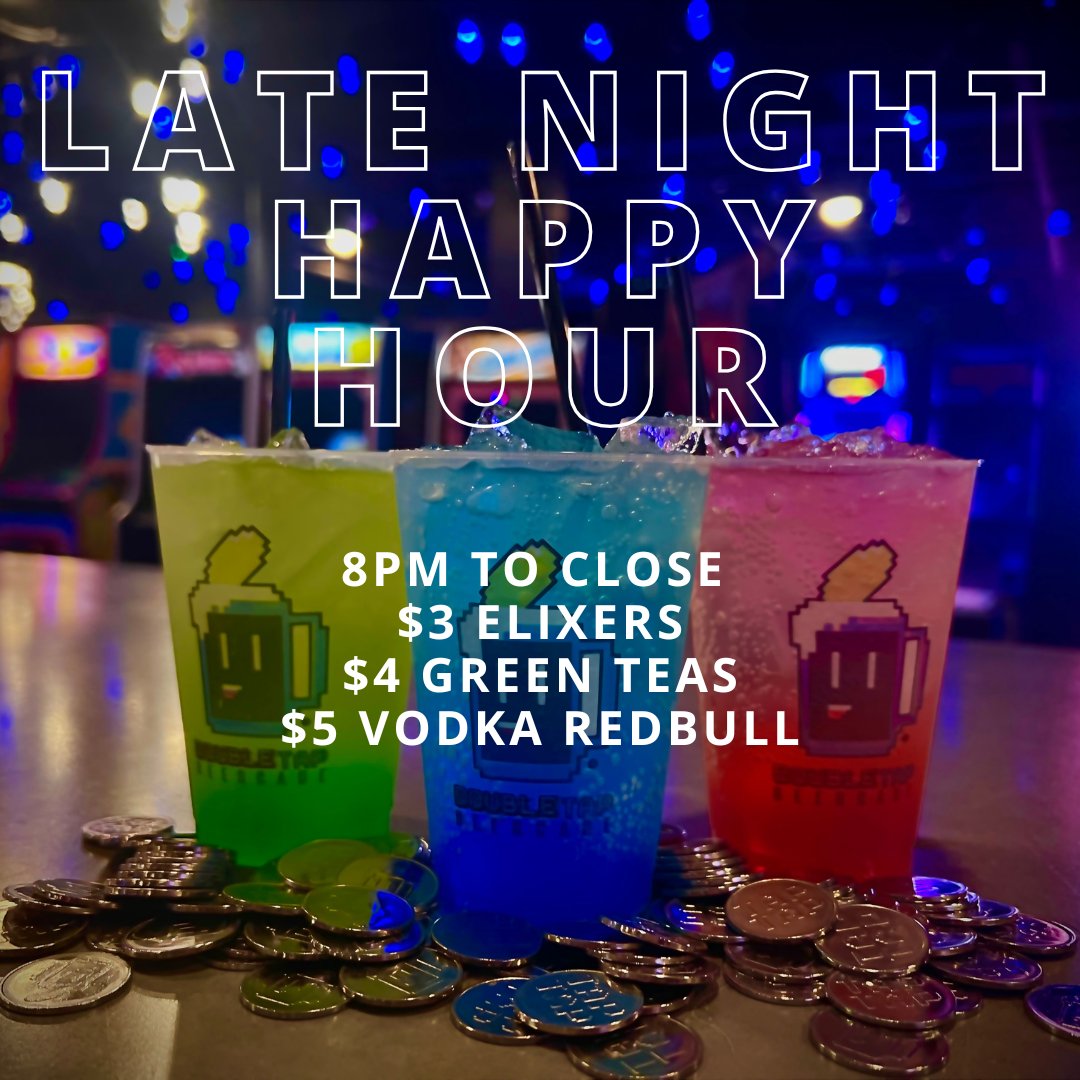 taptapiowacity's tweet photo. HAPPY FRIDAY!!!
$3 Elixers 🔮
$4 Green Teas 🍋
$5 Vodka Redbulls 🤩
Every Friday and Saturday from 8PM-Close https://t.co/Oi2z9zkSLX