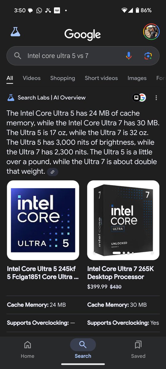 PosturePD's tweet image. This AI Overview is horrid.

Processors have different nits of brightness?! 😂🤣

Wtf @Google @LinusTech @TechCrunch @intel