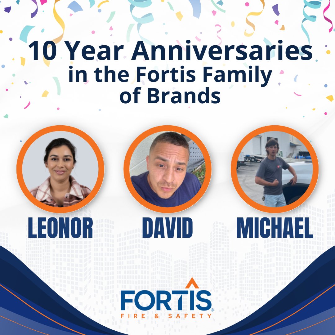 FortisFire's tweet photo. Thank you to Leonor, David, and Michael for sharing 10 years of your careers with the Fortis family of brands. 

We look forward to many more years to come! 

#FireSafety #FloridaBusiness #CaliforniaBusiness #CustomerService https://t.co/FceW9EMvtp