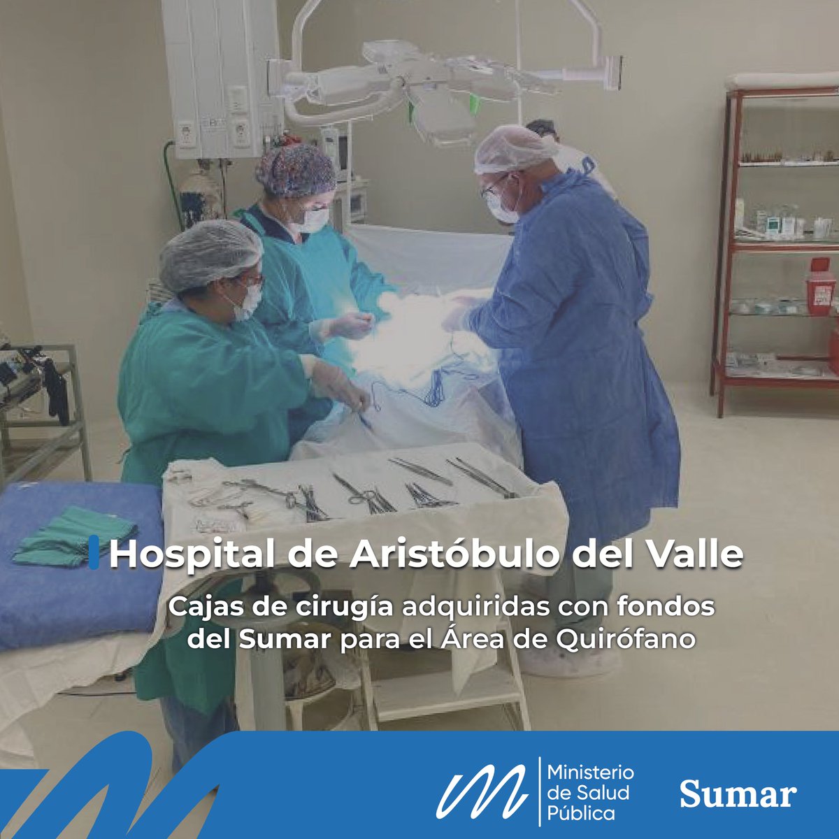 🏥 El Ministro de Salud, Dr. Héctor González, entregó 2 cajas de cirugía al Hospital de Aristóbulo Del Valle.

🤝 La adquisición se logró gracias a la inversión de fondos del Sumar que realizó la institución y gestionada por el Ministerio de Salud Pública a través del Programa.