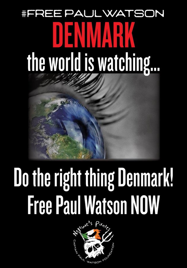 JazzyDolphin's tweet photo. @SeaShepherdFran #Denmark enough is enough!
#FreePaulWatson https://t.co/zMPBxj7B6U