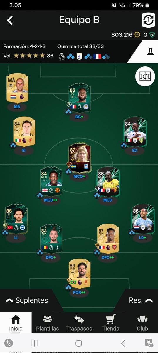 NelsonL54800184's tweet photo. @xARiiAN Asi esta mi equipo el delantero lo tengo por tema quimica y tengo 800k para cambiar cosas https://t.co/Pir9iFymTn