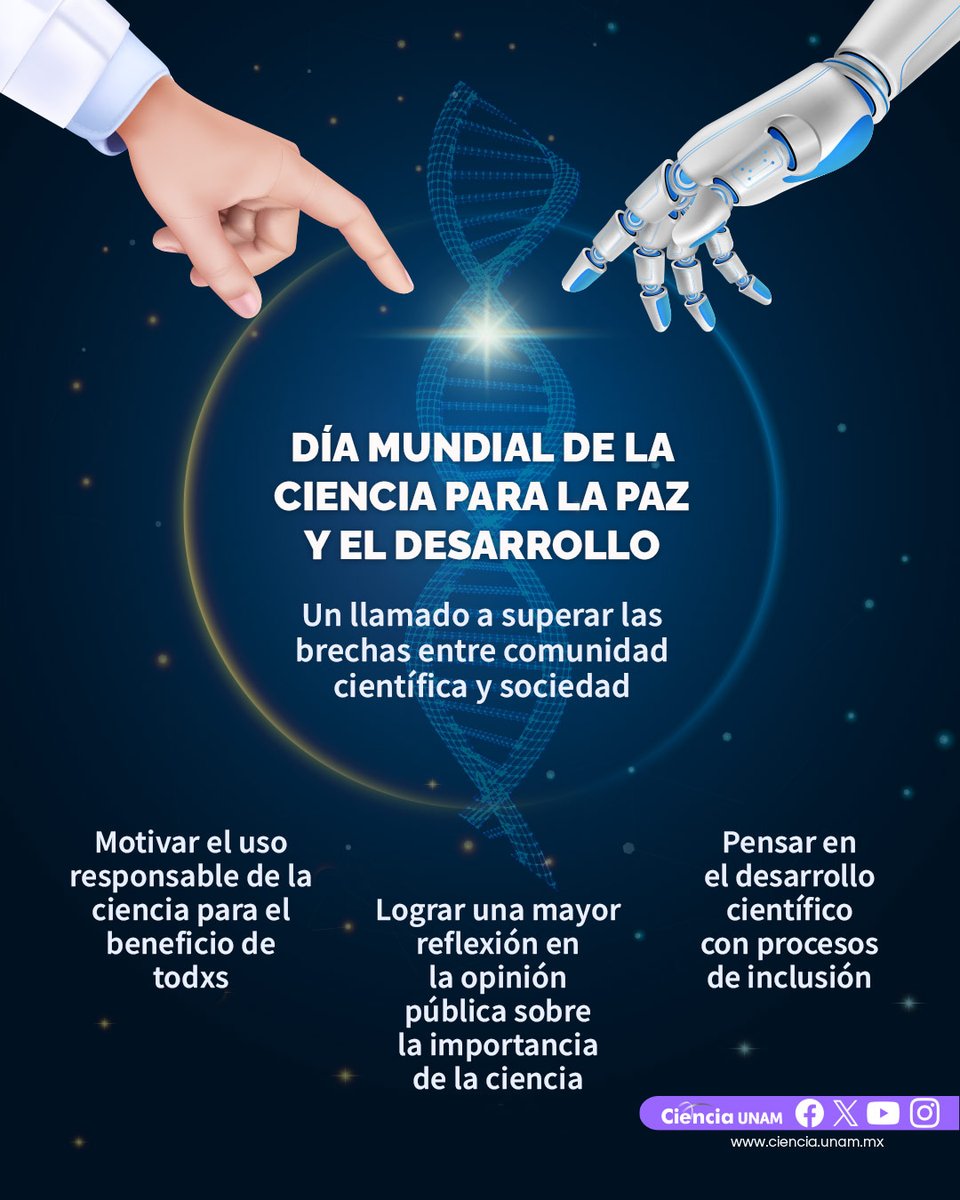 #CulturaySociedad |¿Sabes qué se celebra hoy? Desde el 2002 la UNESCO estableció el 10 de noviembre como el Día Mundial de la #Ciencia para la #Paz y el #Desarrollo.
Te contamos más: goo.su/6JmxY
