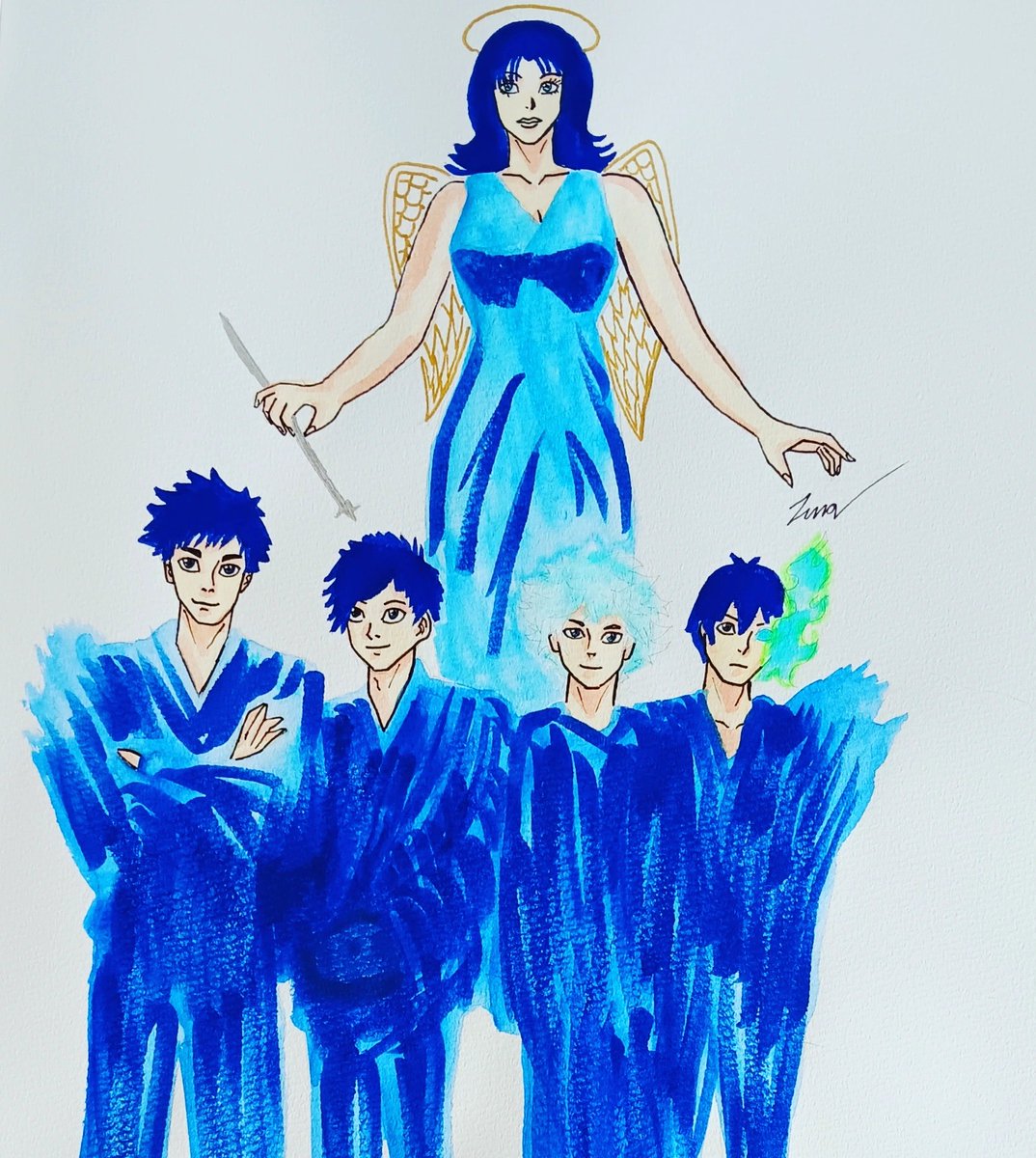 LCLX25's tweet photo. "Feeling Blue" this was a mess of a watercolor fan artwork that I forced myself to complete so that I wouldn't spiral into a burn out. I like a lot of things with Blue in the title. #art #fanart #watercolor #sketchbook #perfectblue #bluegiant #bluebox #blueperiod #bluelock https://t.co/8rUe6V4GFL