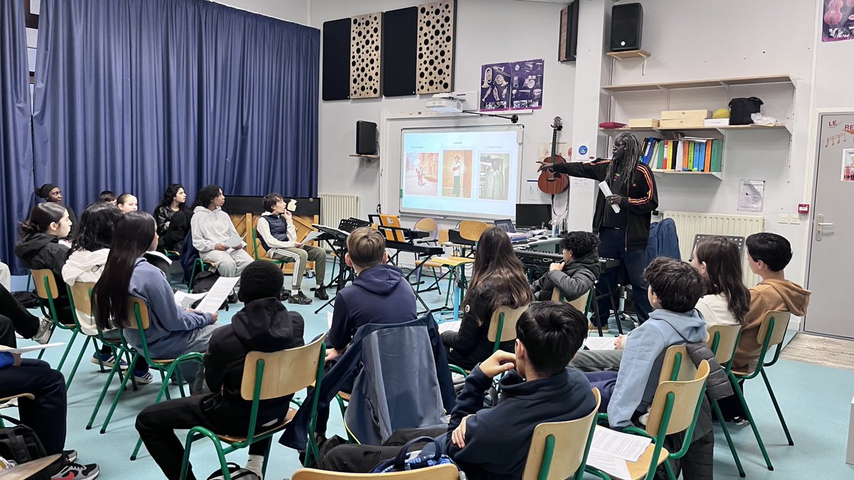 Encore une excellente rencontre entre les 3 classes de 4e et la 3e classe orchestre du <a href="/ClgMagellan/">Collège Magellan, Chanteloup-les-Vignes</a> avec le conférencier spécialiste du Hip Hop - SOMY DUC. Le début d’un grand projet interdisciplinaire « HIP HOP : pour une culture populaire, sportive et transdisciplinaire! » 🎉🎉