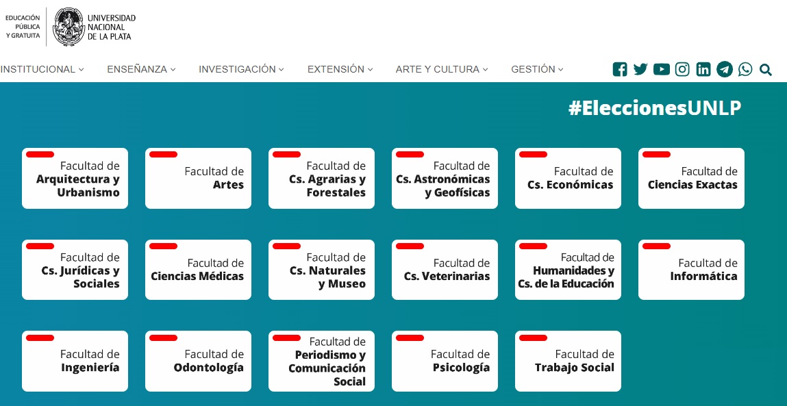 #EleccionesUNLP Finalizó la votación en las 17 Facultades. Seguí los resultados minuto a minuto en nuestra web unlp.edu.ar. También en las redes oficiales de la #UNLP y la transmisión en vivo por <a href="/radioulaplata/">Radio UNLP</a> y <a href="/UNLPTV/">UNLP.TV</a>
