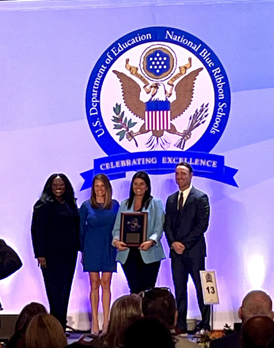 Superintendent Dr. Doug Wernet, HCMS Principal Tricia Dotson, and HCMS staff members Amy Cumbee and Amy Steele attended the 2024 National Blue Ribbon Schools Awards Ceremony Thursday, November 7 and Friday, November 8! #fsd157c