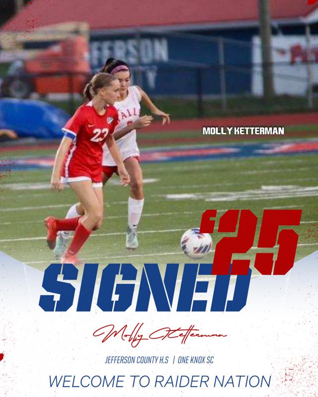 Proud to announce our very first signed / committed player for the 2025 season.  Midfielder/Wing...Molly Ketterman from Jefferson County HS and One Knox SC. We're looking forward to what you're going to bring to our program. Welcome to Raider Nation, Molly. <a href="/RoaneSportsTN/">RoaneSports</a>