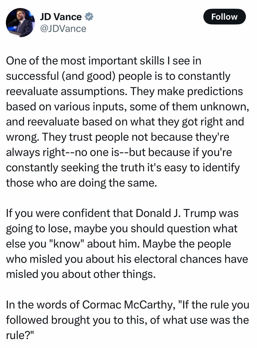JamesSurowiecki's tweet image. JD Vance offering advice to liberals by quoting remorseless, soulless killer Anton Chigurh is a little bit too on the nose.