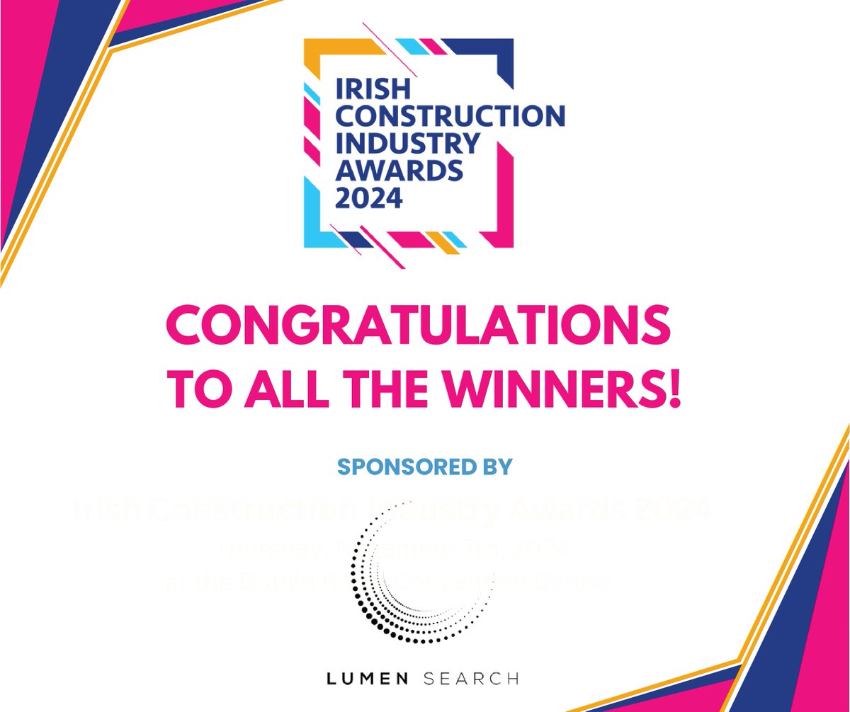 The team at Lumen Search extends their heartfelt congratulations to all the winners of Irish Construction Industry Awards 2024! Here’s to continued success and groundbreaking achievements! 

 #IrishConstructionAwards #ICIAwards