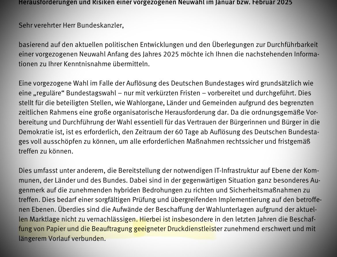 Ich traue unserem Land zu, in 60 Tagen eine Neuwahl zu organisieren. Wir werden Papier finden. Vielleicht auch Stifte. Und im Optimalfall sogar die Zeit, vorher noch die überforderte Bundeswahlleiterin zu feuern.