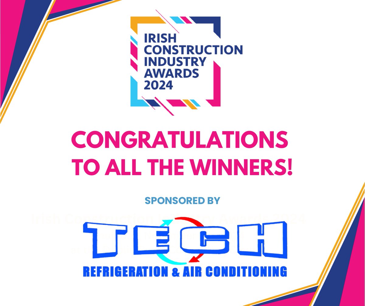 The team at Tech Refrigeration and Air Conditioning extends their heartfelt congratulations to all the winners of Irish Construction Industry Awards 2024! Here’s to continued success and groundbreaking achievements!🎉🏆 

 #IrishConstructionAwards #ICIAwards