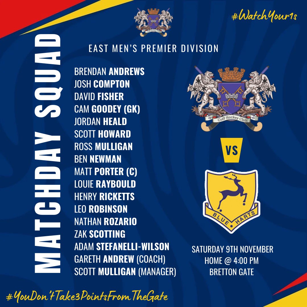 cophcmens1s's tweet image. Game day is almost here and we’re ready to play on home turf! 🏑🔥

Check out the squad ready to take on Blue Harts at Bretton Gate. Let’s make it count! 💪

#COPHC #WatchYour1s #YouDontTake3PointsFromTheGate