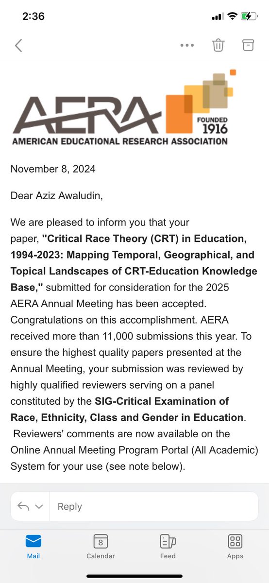 by_awaludin's tweet photo. 7/7 paper submissions ACCEPTED @AERA_EdResearch!
In sum, will be in 4 paper session, 2 roundtable session, 1 poster session presentations
1. "Detangling" paper in paper session
2. "Connecting" in paper session
3. "CRT" in roundtable session
4. "Designing" in roundtable session https://t.co/RctXnQPxLo