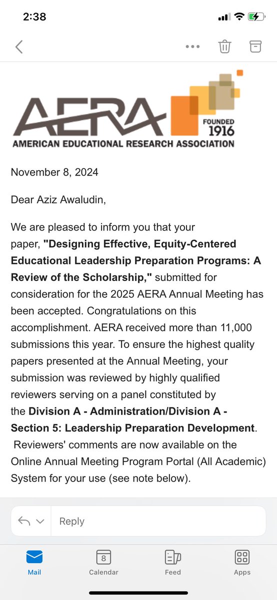 by_awaludin's tweet photo. 7/7 paper submissions ACCEPTED @AERA_EdResearch!
In sum, will be in 4 paper session, 2 roundtable session, 1 poster session presentations
1. "Detangling" paper in paper session
2. "Connecting" in paper session
3. "CRT" in roundtable session
4. "Designing" in roundtable session https://t.co/RctXnQPxLo