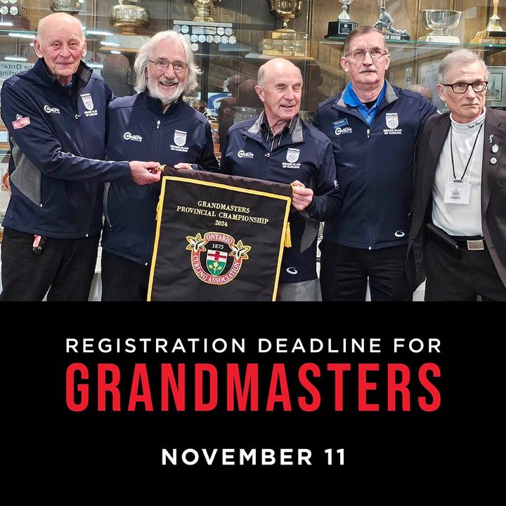 CurlingOntario's tweet image. We’ve EXTENDED the registration deadline for the 2025 Grandmasters Curling Playdowns to November 11th at 9:30 AM!

To be eligible, participants must turn 70 by December 31st, 2024. Sign up now!

Register here: bit.ly/3YOkVuC

#GrandmastersCurling #CurlingCommunity