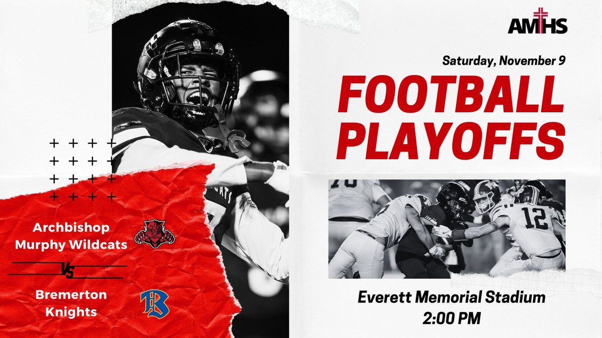 🚨 PLAYOFFS🚨
Wildcat football will be taking on the Bremerton Knights tomorrow at Everett Memorial Stadium with a kickoff time of 2 pm. Bring your Wildcat spirit and come cheer on the team to victory! #GoCats
