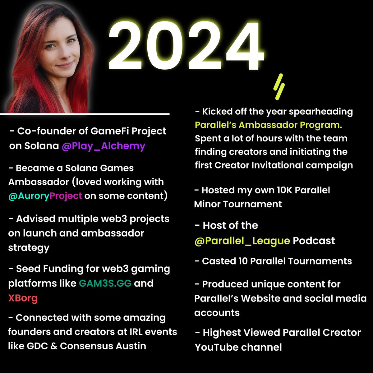 I’m nominated for Content Creator of the Year &amp; there’s ONE WEEK LEFT to vote!

I’m super appreciative if you vote for me:
gam3s.gg/gam3awards/

It’s been an awesome year. Most of my time has been dedicated to <a href="/ParallelTCG/">Parallel</a>. Super thankful to the team &amp; the amazing community //
