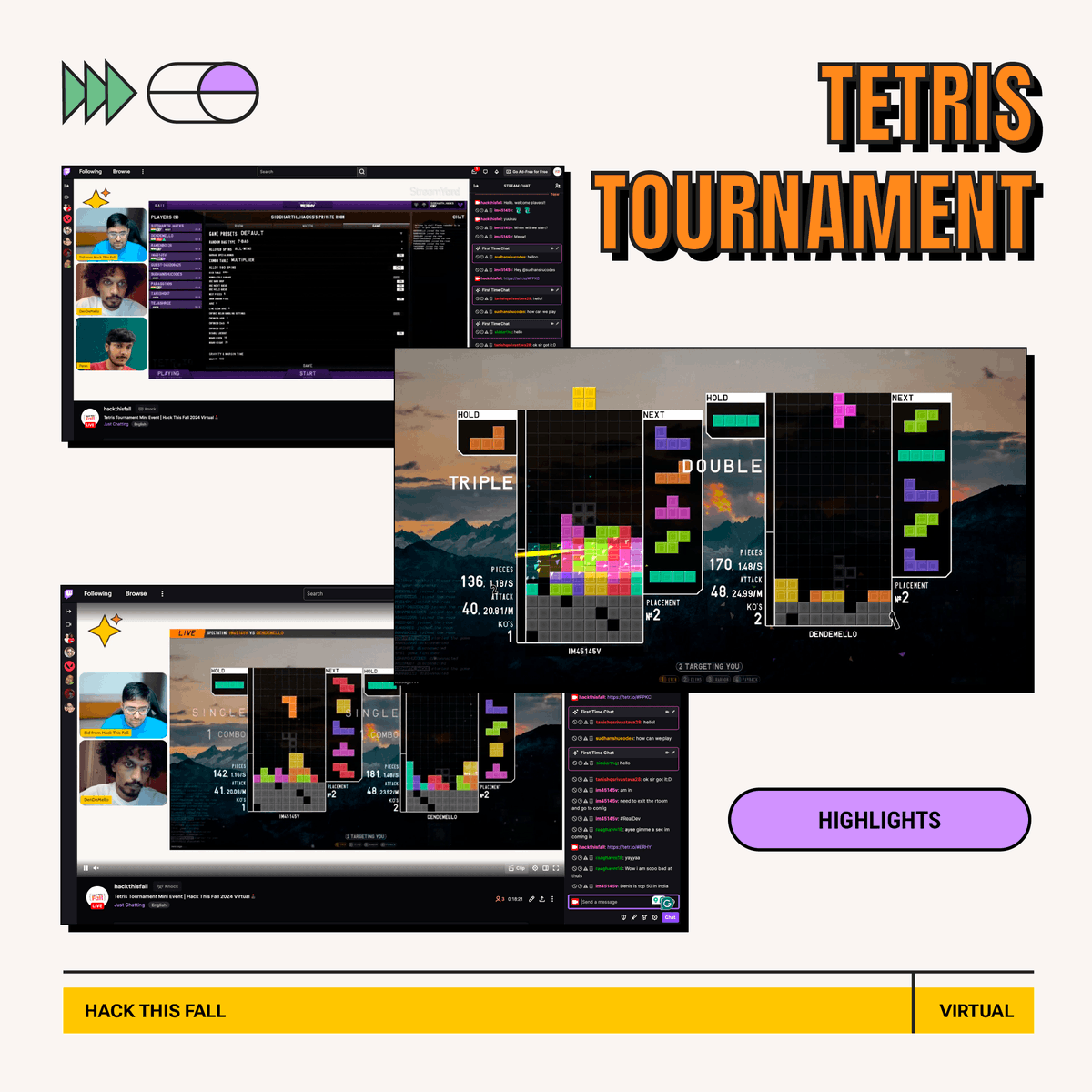 hackthisfall's tweet image. The Tetris Tournament Mini Event was a blast 💥

From epic combos to intense showdowns, our hackers brought their A-game! Big congrats to the top players who stacked their way to victory! 🏆🙌

#HackThisFallVirtual #HackThisFall #HTFCommunity
