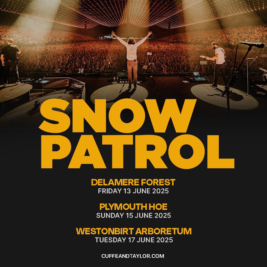 We are so delighted to be playing some shows next summer in England. Hopefully see you there.
Peace and love. gL.x

Fans on the mailing list will get access to the pre-sale. Pre-sale starts 10am on Weds 13th November.

Sign up to the mailing list: SnowPatrol.lnk.to/SignUp2