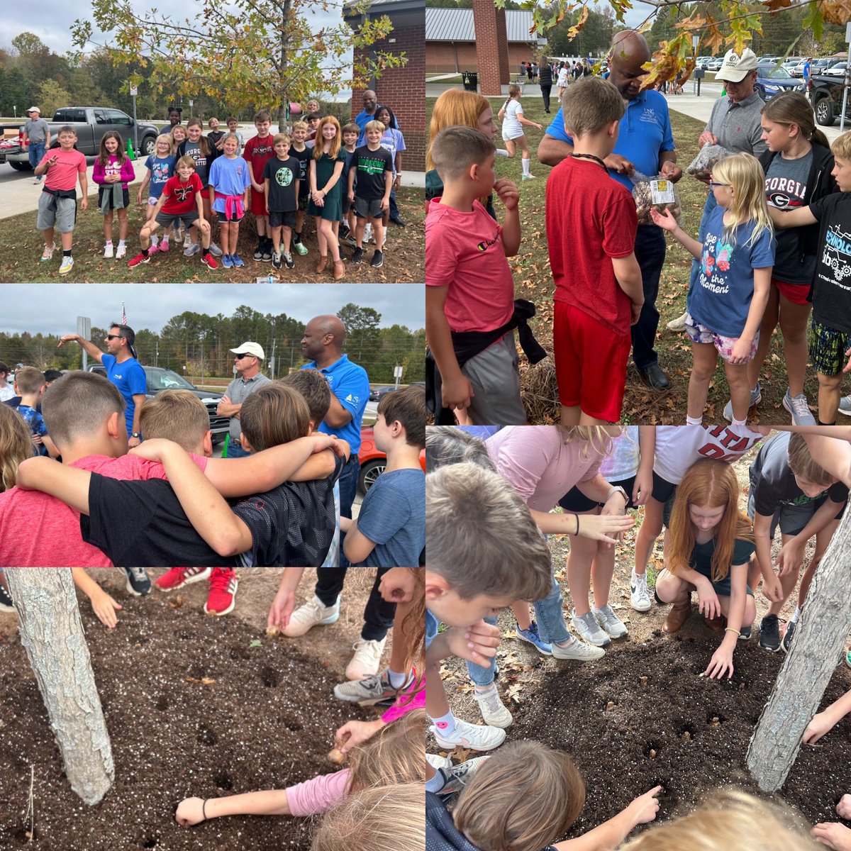 Planting seeds for a brighter tomorrow 🌸 Our 5th graders carried on the 7-year tradition of planting bulbs with the Oconee Rotary Club. These flowers will bloom in the Spring, just like the growth and memories we’re making this year! #tradition #growingtogether #dcesdragons