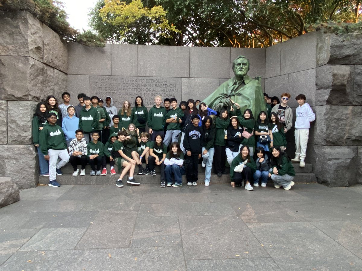 Bus 8 learning about our longest serving president at the FDR memorial. #Novi2024