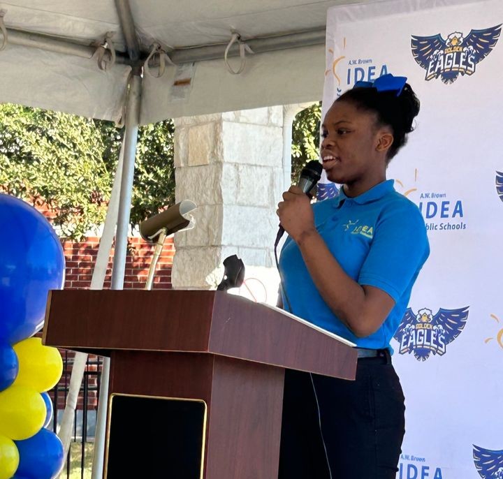 IDEAschools's tweet photo. Congratulations to IDEA A. W. Brown for celebrating their ribbon-cutting ceremony this week! 🎉 We are proud to welcome the Golden Eagles to the IDEA Team and Family. 💙💛 Thank you to our Tarrant County leaders, staff, and community members who attended! 🎓✨ #IDEAProud https://t.co/VOA21XbTRo