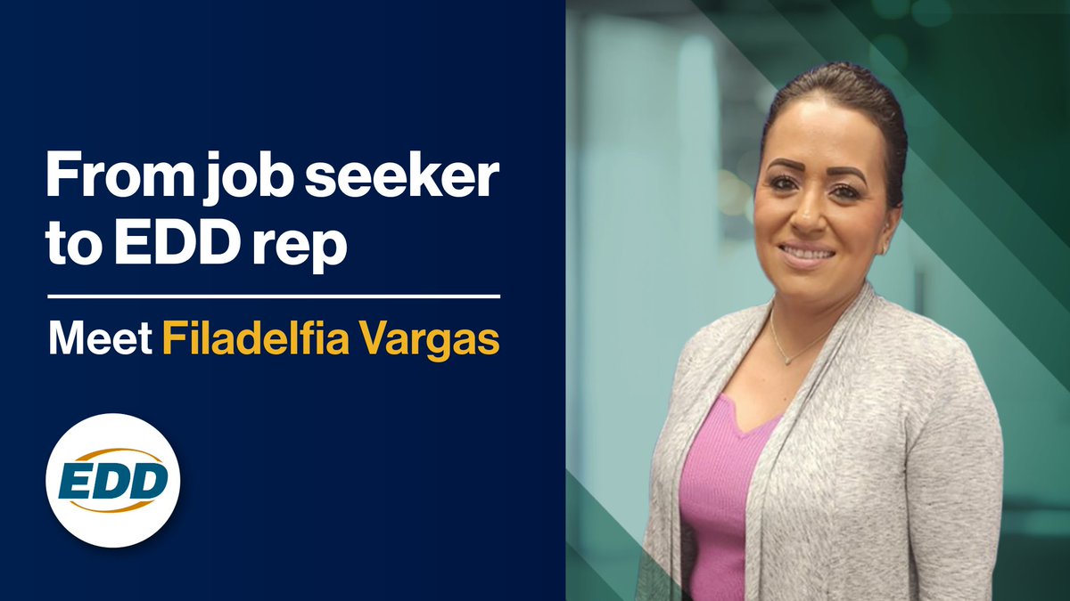 CA_EDD's tweet photo. 🌟 Meet Filadelfia Vargas!
From job seeker to EDD Employment Program Rep, her story shows how determination + resources can lead to success.
🔗 https://t.co/bEoDaFoldV
#EDDLife #StateJobs #Work4CA https://t.co/jlXUh3JsJ8