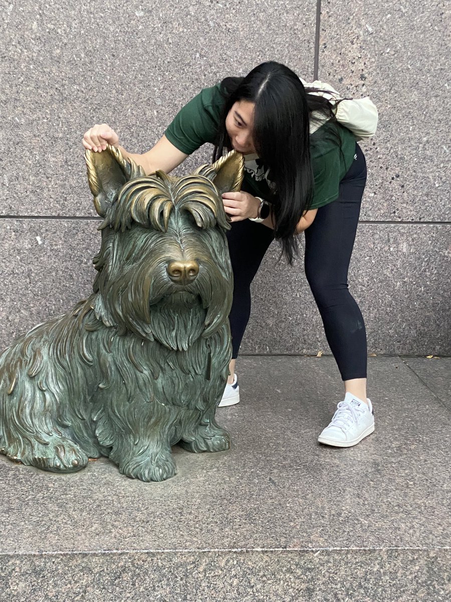 Mrs. Kang recreating her 8th grade DC trip picture from 2008 biting Fala’s ear. Something’s never change #NoviDC2024