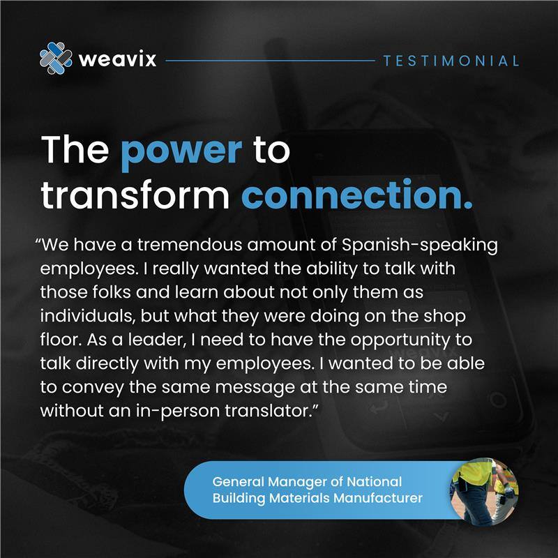 weavixiow's tweet image. AI-powered language translation has the power to transform connection on the frontline completely. 

#AIPoweredLanguageTranslation #InternetOfWorkers #waltSmartRadio #MoreThanARadio #SayNoToDumbRadios