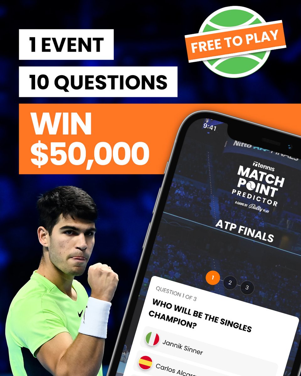 Tennis's tweet photo. Who will be the #NittoATPFinals Champion? 🤔 

Play #MatchPointPredictor 👉 https://t.co/iZfx9ZqU62 https://t.co/HGnEHIk0zr