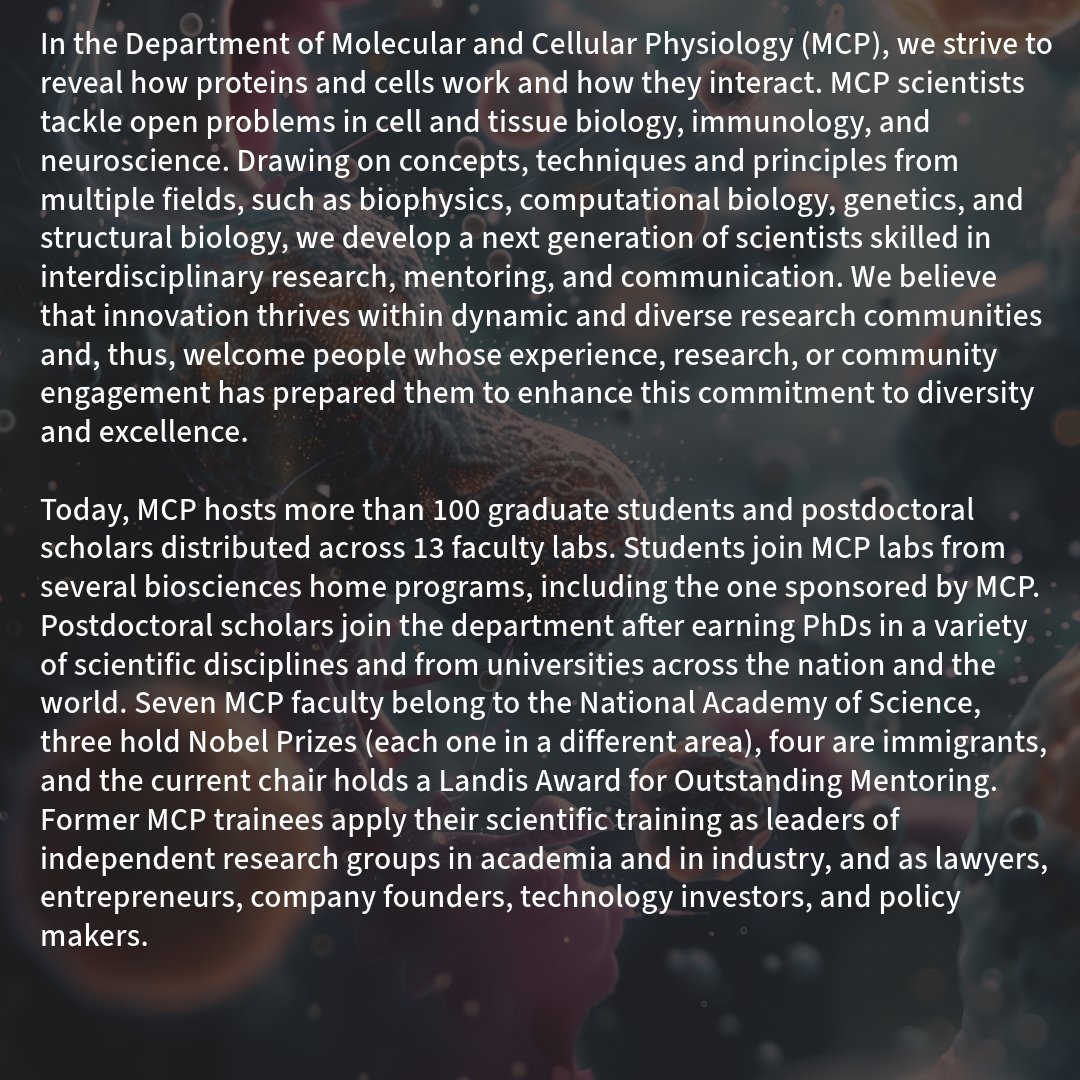 StanfordBiosci's tweet photo. Stanford Biosciences is comprised of 14 home programs. In our #HomeProgramSeries we will be taking a peek at the different departments. Swipe ➡️ to learn about our #MolecularAndCellularPhysiology program and faculty. For a #DeepDive visit their website: https://t.co/72pQKBYjNU https://t.co/jjzhvbKeHZ