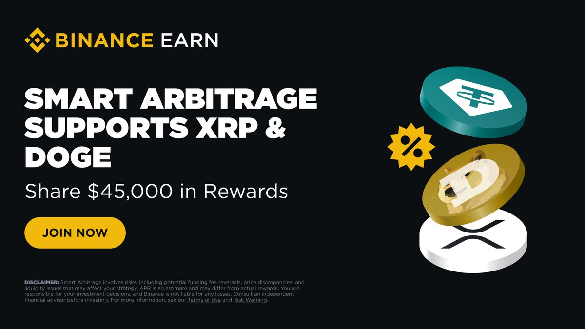 Check out the new $XRP & $DOGE portfolios with #Binance Smart Arbitrage.  Subscribe with USDT and earn: 🔸 Up to 20.95% APR 🔸 45% Trading Fee  Rebates Join now ⤵️ https://t.co/zNY21bsCip