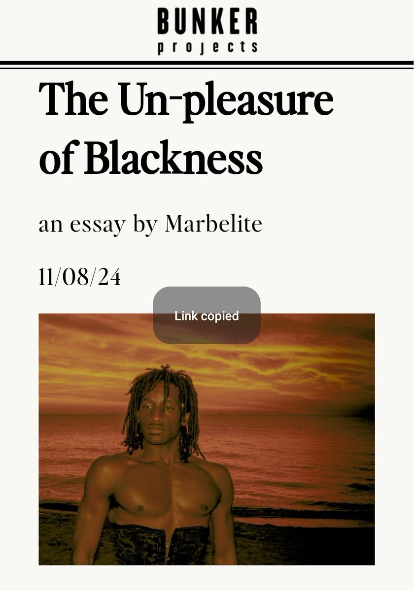 nueuomo's tweet photo. The Un-pleasure of Blackness, an essay I wrote for Bunker Projects 

https://t.co/BkYSjCORwk https://t.co/AMijhtHQDD
