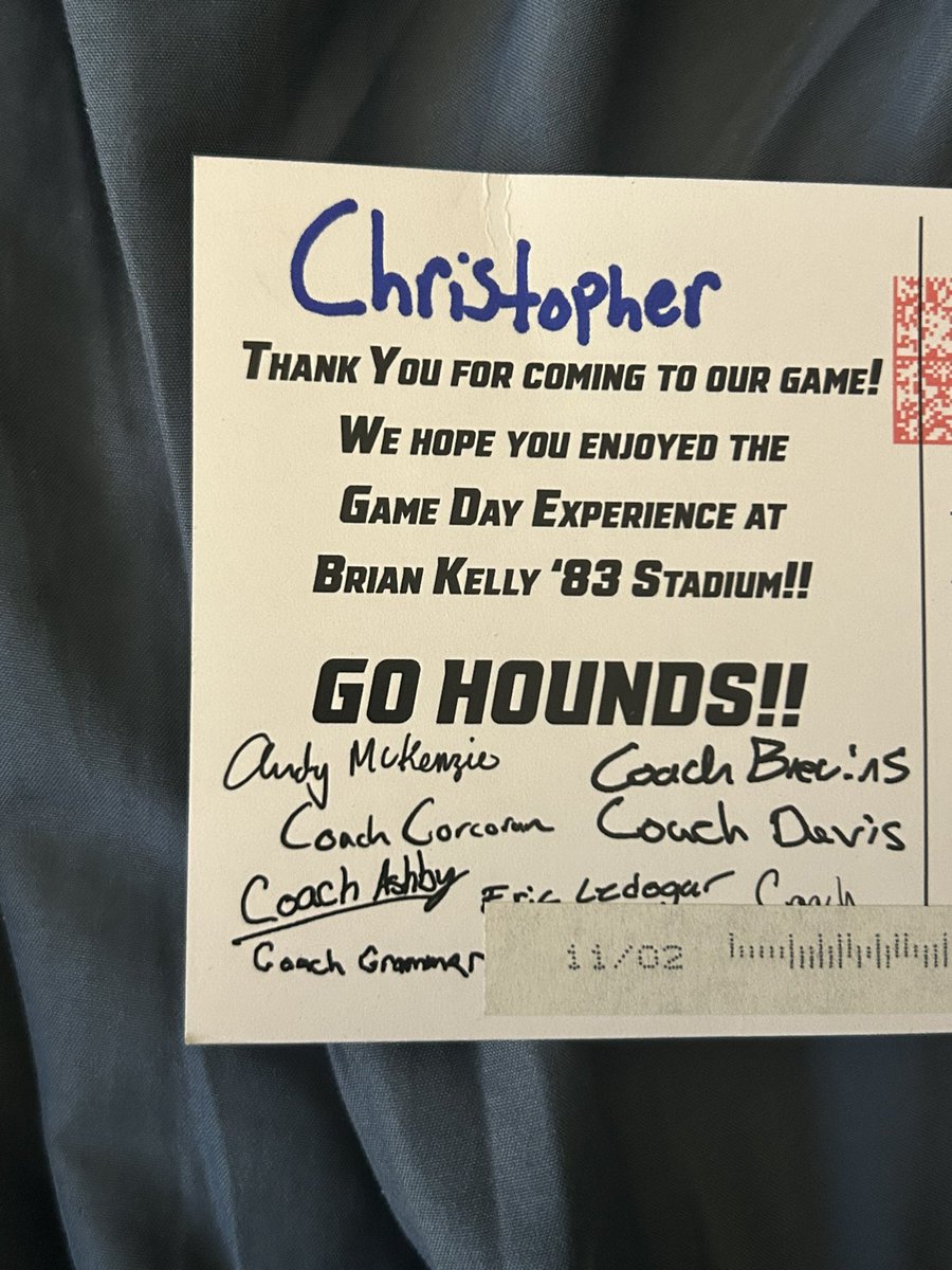 Christopher Mahaley (@biigchris4127) on Twitter photo Thanks <a href="/AssumptionFB/">Assumption University Football</a> for the thank you letter greatly appreciated.
<a href="/CoachMcKenzie17/">Andy McKenzie</a> <a href="/_CoachKD/">Keith Davis</a> <a href="/CoachWoody2/">Woody Blevins</a> <a href="/EricLedogar/">Eric Ledogar</a> <a href="/CoachCorc70/">Patrick Corcoran</a> <a href="/KASHDEFENSE/">Kyle Ashby</a> <a href="/WarriorBizz/">Blair Wilson</a> <a href="/Franklin__FB/">Franklin High School Football</a> <a href="/GoMVB/">GoMVB Get Seen. Get Serious. Get to the Next Level</a> Thanks <a href="/AssumptionFB/">Assumption University Football</a> for the thank you letter greatly appreciated.
<a href="/CoachMcKenzie17/">Andy McKenzie</a> <a href="/_CoachKD/">Keith Davis</a> <a href="/CoachWoody2/">Woody Blevins</a> <a href="/EricLedogar/">Eric Ledogar</a> <a href="/CoachCorc70/">Patrick Corcoran</a> <a href="/KASHDEFENSE/">Kyle Ashby</a> <a href="/WarriorBizz/">Blair Wilson</a> <a href="/Franklin__FB/">Franklin High School Football</a> <a href="/GoMVB/">GoMVB Get Seen. Get Serious. Get to the Next Level</a>