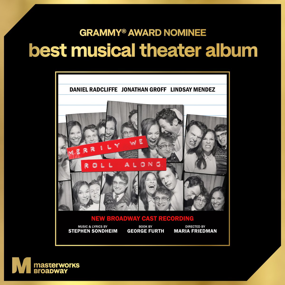 Merrily we roll along, roll along bursting with dreams! <a href="/MerrilyOnBway/">Merrily We Roll Along on Broadway</a> is a GRAMMY® Award Nominee for Best Musical Theater Album #GRAMMYs
