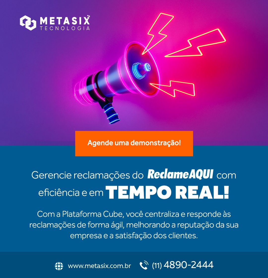Metasix_IT's tweet photo. Garanta respostas rápidas e melhore sua reputação no Reclame Aqui com a Plataforma Cube da Metasix! 
Mantenha seu cliente sempre bem atendido e suba no ranking com soluções eficientes.
Entre em contato e solicite uma demonstração gratuita: https://t.co/Jwe8lU5rc5
 (11) 4890-2444 https://t.co/JpzgjjU8Qv